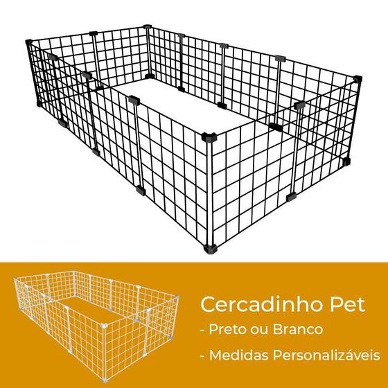 Imagem de Cercado Pet Porquinho da Índia Cachorro Coelho  60x120cm Preto ou Branco