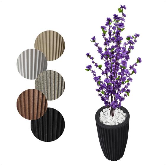 Imagem de Cerejeira Roxa Flor Artificial para Sala com Vaso Decoração