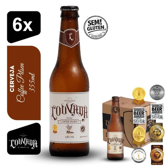 Cerveja Coffee Pilsen Louvada 355ml Kit 6 unidades Sem Glúten
