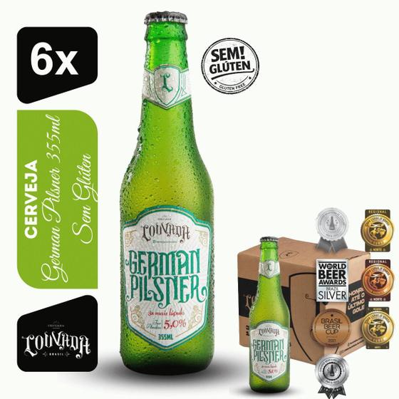 Cerveja German Pilsner Cervejaria Louvada 355ml Kit 6 unidades Sem Glúten