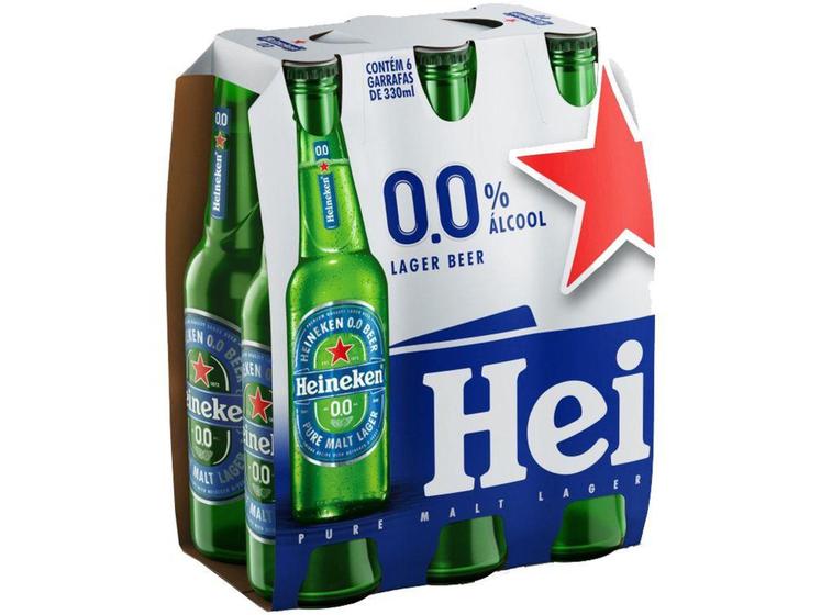 Imagem de Cerveja Heineken 0.0 sem Álcool Puro Malte Pilsen  - Lager 6 Garrafas Long Neck 330ml