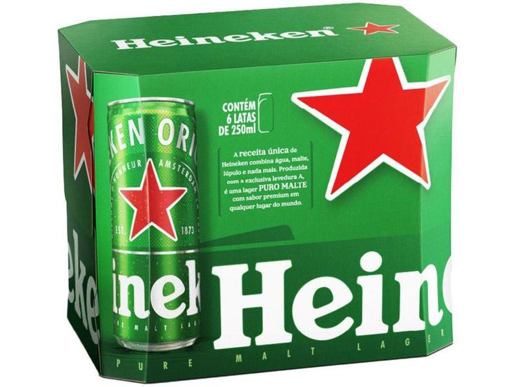 Imagem de Cerveja Heineken Puro Malte Lager Premium - 6 Unidades Lata 250ml