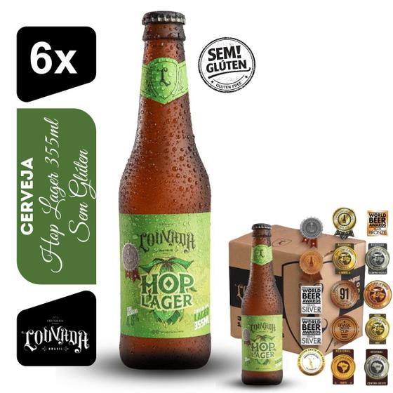 Cerveja Hop Lager Cervejaria Louvada 355ml Kit 6 unidades Sem Glúten