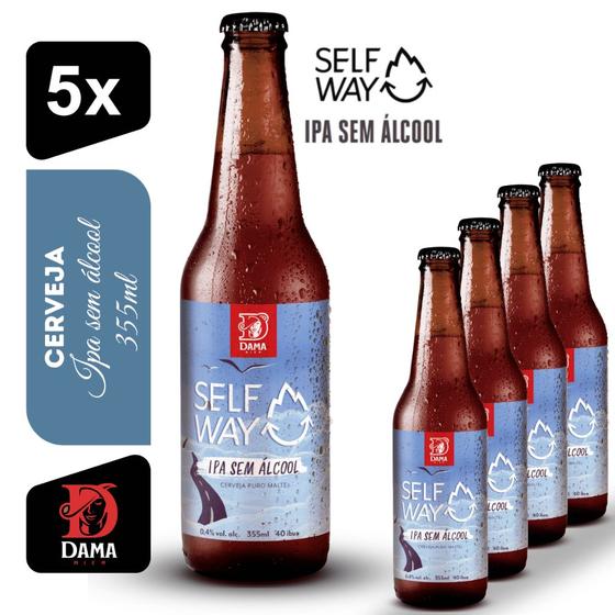 Cerveja IPA Sem Álcool Self Way Dama Bier 355ml Kit 05 unidades