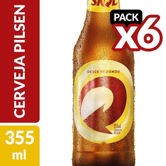 Imagem de Cerveja Skol Pilsen Long Neck 355 ml Embalagem com 6 Unidades