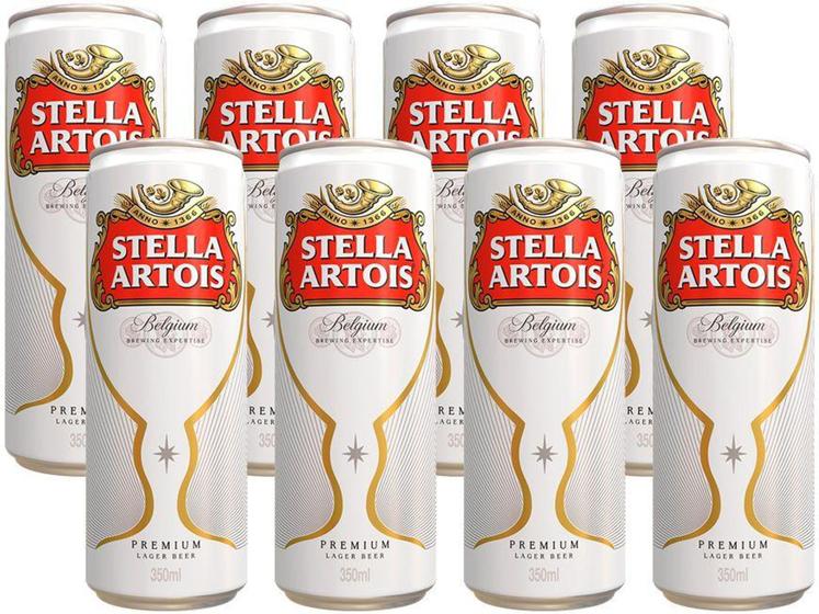 Imagem de Cerveja Stella Artois Puro Malte  - Premium American Lager 8 Unidades Lata 350ml