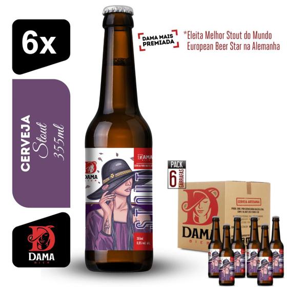 Cerveja Stout Dama Bier 355ml Kit 6 unidades