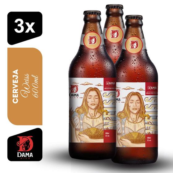 Cerveja Weiss Dama Bier 600ml Kit 3 unidades