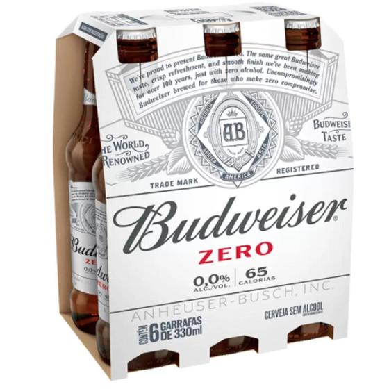 Cerveja Zero Álcool Budweiser Long Neck Pack 6 Uni 330 Ml Menor preço em Cerveja Zero Álcool Budweiser Long Neck Pack 6 Uni 330 Ml