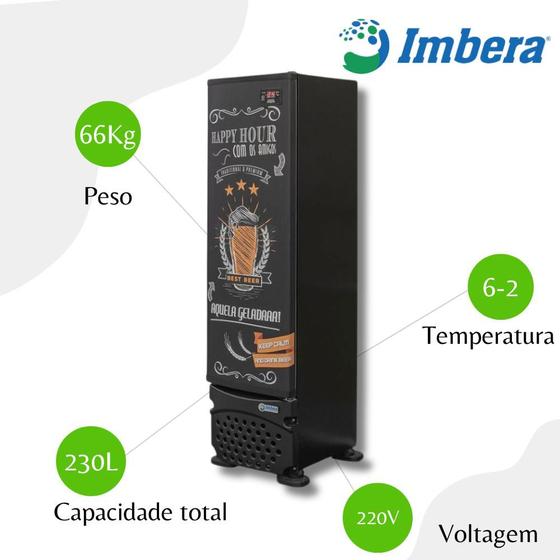 Imagem de Cervejeira Imbera CCV144 PC 230L HAPPY HOUR, Controlador de Temperatura, Baixo Consumo de Energia e Iluminação Led - Preto - 220V