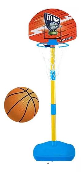 Imagem de Cesta Basquete Infantil Pedestal Ajustável Bola Rede 110cm