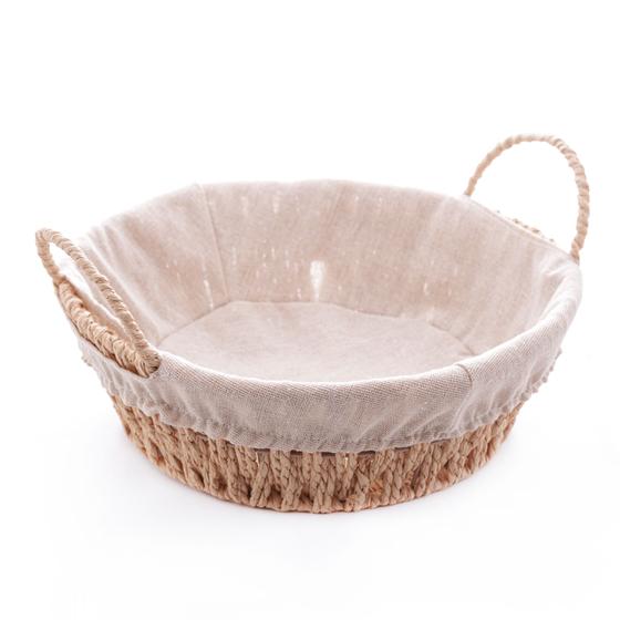 Imagem de Cesta Corda Trançada com Alça Redonda com Forro de Tecido 24x12cm