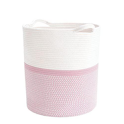 Imagem de CESTA DE ALGODÃO INDRESSME 16,2 x 14,2 x 13,4 polegadas Cesto de Cesto Rosa Da Garota Para Presente Toy Cobertor Corner Basket na sala de estar