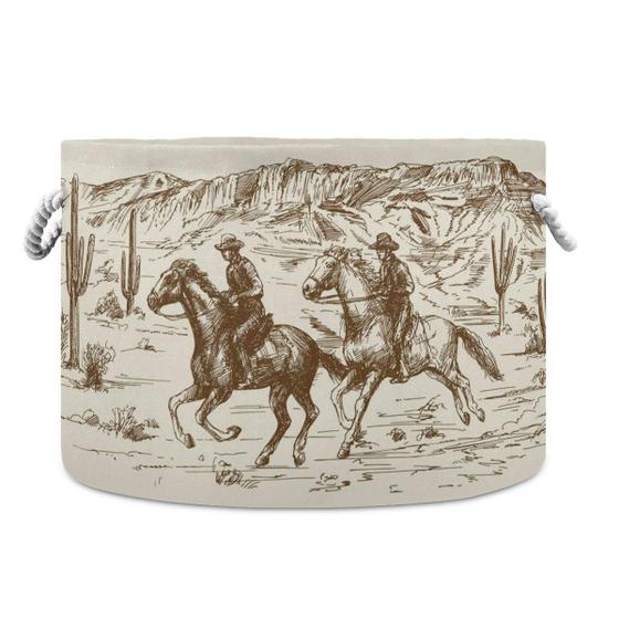 Imagem de Cesta de Algodão WELLDAY - Estilo Western Cowboy - 50,8x35,56cm