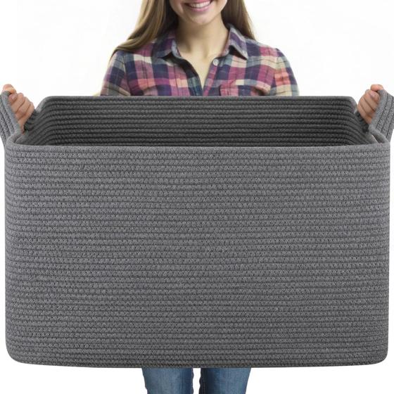 Imagem de Cesta de armazenamento OIASKET Extra Large 95L para cobertores, brinquedos, cinza