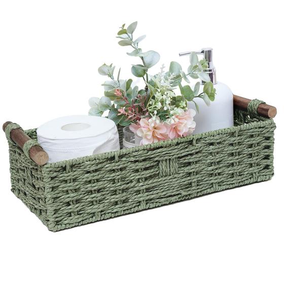 Cesta de armazenamento STOBSK Round Paper Rope Green 37x17x9.5cm