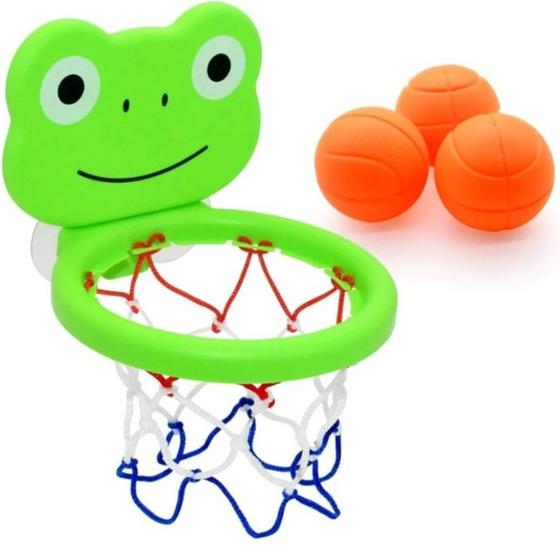 Cesta De Basquete Com Ventosa E 3 Bolinhas Brinquedo De Banho Infantil Sapinho - Shiny Toys Imagem de Cesta De Basquete Com Ventosa E 3 Bolinhas Brinquedo De Banho Infantil Sapinho