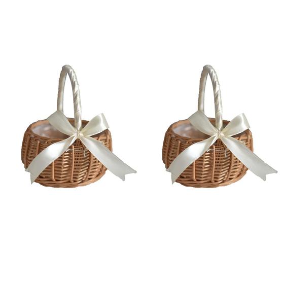 Imagem de Cesta de Flores de Rattan RESOYE (15x8cm) - Pacote com 2 Unidades