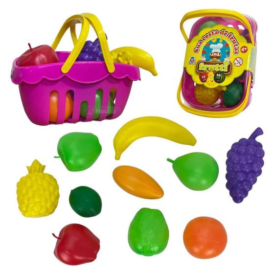 Imagem de Cesta De Frutas Infantil Frutinhas Plástico Brinquedo Cestinha Piquenique Presente Crianças Menina Menino Braskit