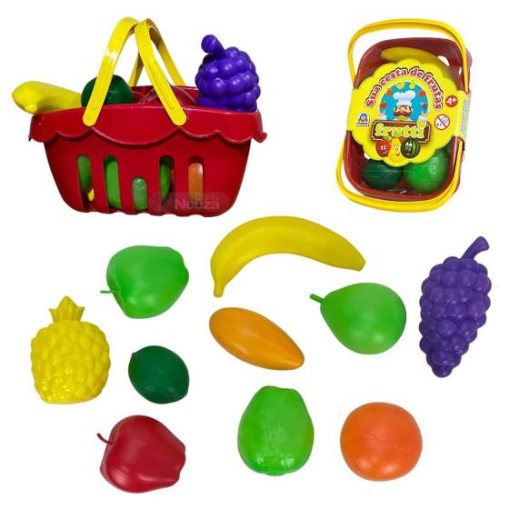 Imagem de Cesta De Frutas Infantil Frutinhas Plástico Brinquedo Cestinha Piquenique Presente Crianças Menina Menino Braskit