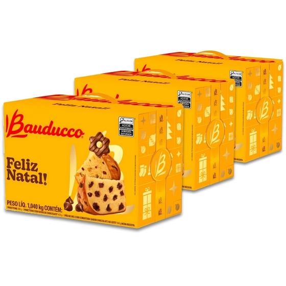 Imagem de Cesta de Natal Bauducco PP Kit com 3 Cestas de 1040g cada