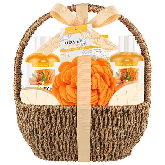 Imagem de Cesta de Presentes Bath Spa Ariose Monde Honey & Almond - 8 Unidades