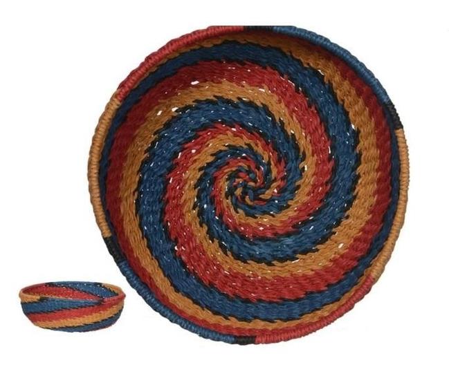 Imagem de CESTA DECORATIVA FIBRA DE PAPEL AZUL E VERMELHO 30cm