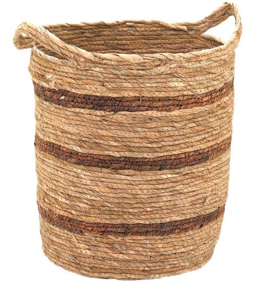 Imagem de CESTA DECORATIVA ORGANIZADORA CACHEPÔ TIRTA GRANDE FIBRA 43x33x33cm NATURAL