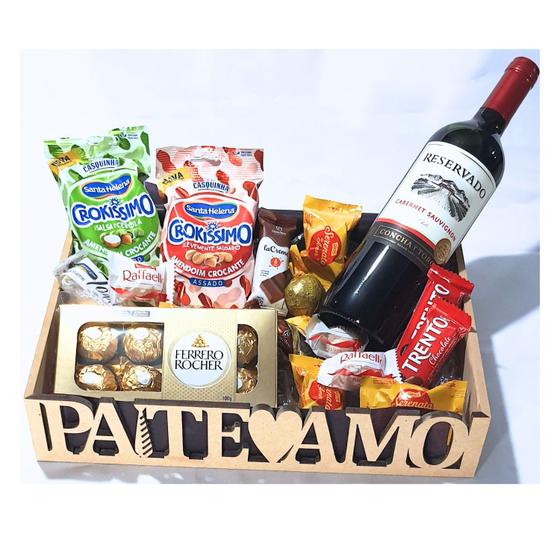 Imagem de Cesta Dia Dos Pais Presente Pai Aniversário Chocolates Vinho