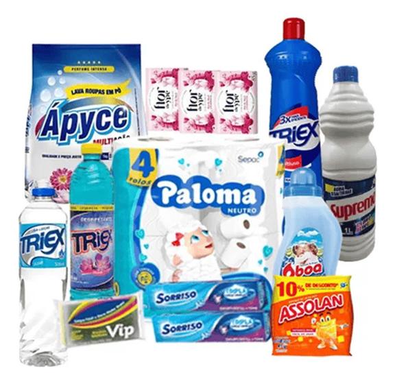 Imagem de Cesta Kit Higiene E Limpeza 12 Itens Completa Premium