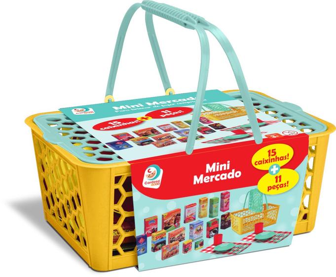 Imagem de Cesta Mini Mercado Com Acessórios Brinquedo Kit Mercadinho Infantil