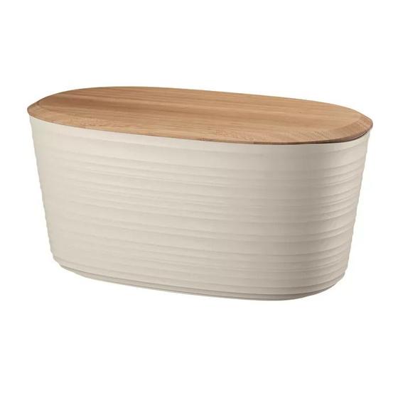 Imagem de Cesta p/ pão em plástico 100% pos consumo com tampa/tábua de corte de pães em Bambu 10Lt - Tierra - 