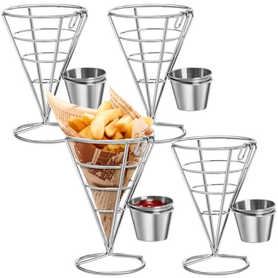 Imagem de Cesta para Batatas Fritas com 4 Suportes para Molhos