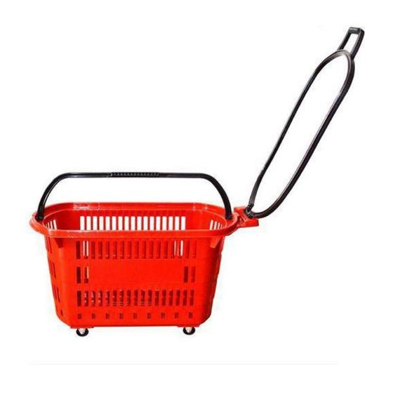 Imagem de Cesta Plástica Amapá para Compras com Rodas 30L Vermelho Capacidade até 100Kg