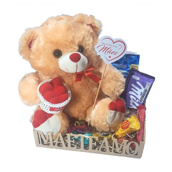 Imagem de Cesta Presente Feliz Dia Das Mãe Com Urso E Chocolates