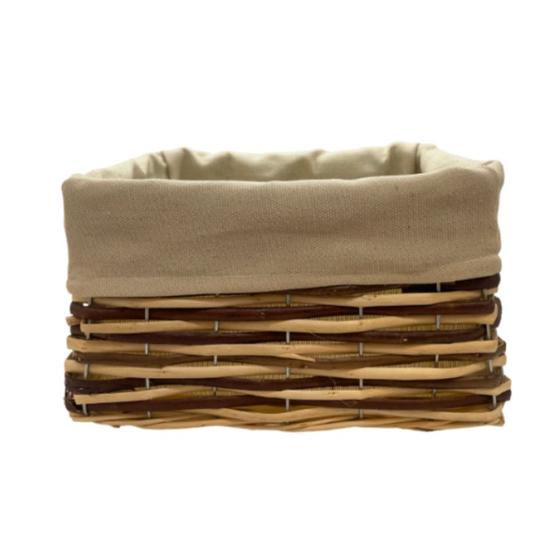 Imagem de Cesta Retangular com Tecido M - Bege - 25x20x14cm - 1 unidade - Rizzo