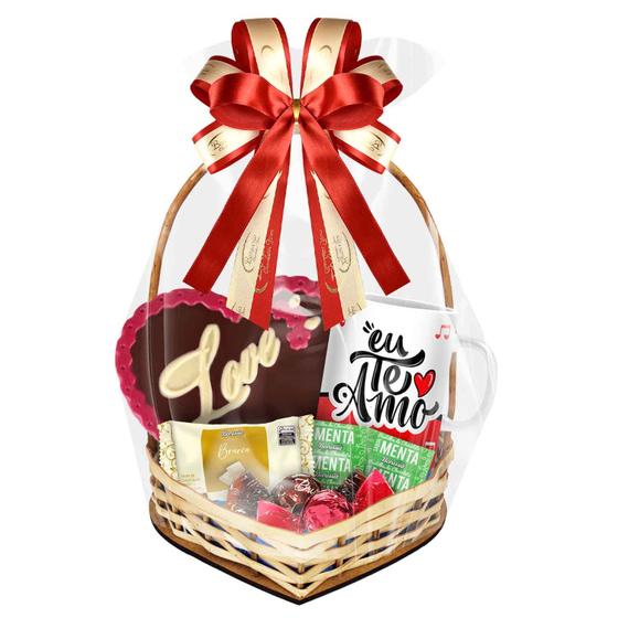 Imagem de Cesta Romântica com Chocolates e Caneca Borússia Chocolates