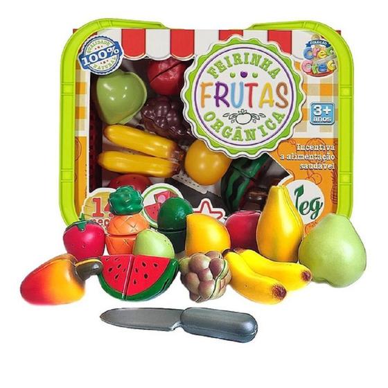 Imagem de Cestinha Frutinhas Faquinha Brinquedo Infantil Feira Frutas