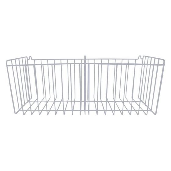Imagem de Cesto Aramado Fruteira de Parede 40cm com Divisória para Lavanderia Cozinha N5 Branco