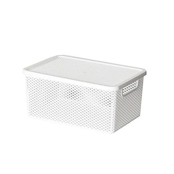 Imagem de Cesto Branco Línea Organizador com Tampa 26x18x12cm