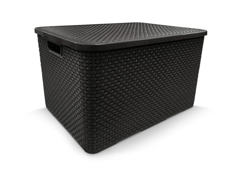 Cesto - caixa organizadora rattan com tampa - 7 litros - preto Menor preço em Cesto - caixa organizadora rattan com tampa - 7 litros - preto