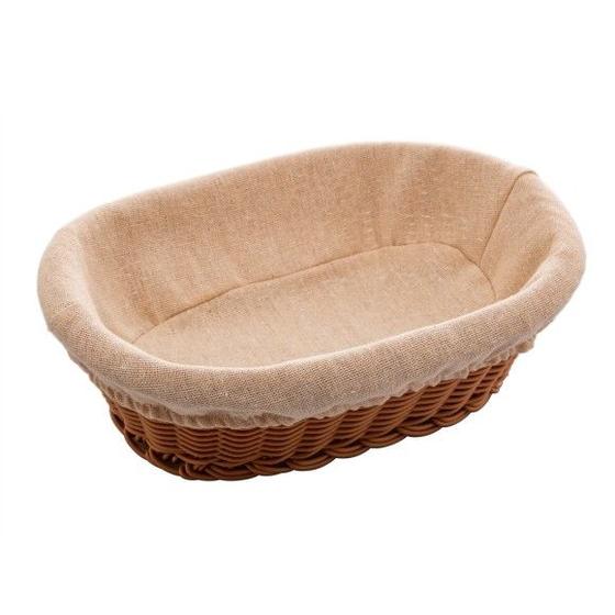 Imagem de Cesto Cestinho Oval Rattan Plástico C/Forro Tecido 27x20x8CM