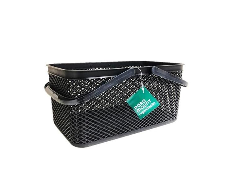 Imagem de Cesto Com Alca Retangular Preto 30x18x15 Cm Linea
