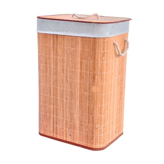 Imagem de Cesto de Bambu Retangular com Dois Compartimentos e Forro - Canela - 52x32x60cm - 1 unidade - Rizzo
