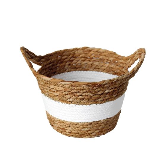 Imagem de Cesto de Fibra Natural P C/ Alça Ø23x15cm P/ Organização Decoração 3031