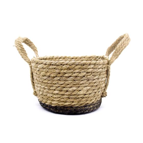 Imagem de Cesto de Fibra Natural Seagrass Com Fundo Preto 13,5x21x23 cm - D'Rossi