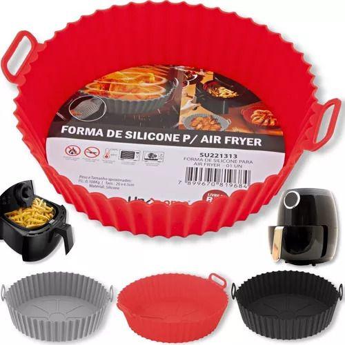 Imagem de Cesto de Forma Silicone AIR FRYER Redonda - 22cm ou 16cm - Reutilizável Resistente ao Calor Livre de BPA - Panami