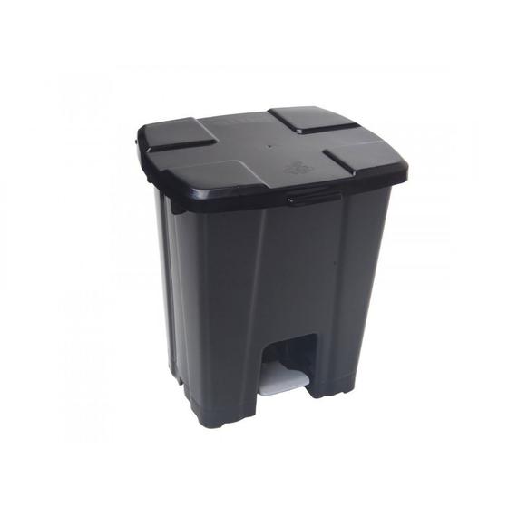 Imagem de Cesto De Lixo Plastico Quadrado 30lts Tampa C/ Pedal Preto Jsn