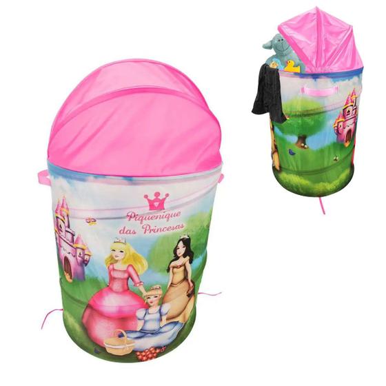 Imagem de Cesto De Roupa Bebe Infantil Dobravel Organizador Brinquedos Rosa Verde Menino Menina