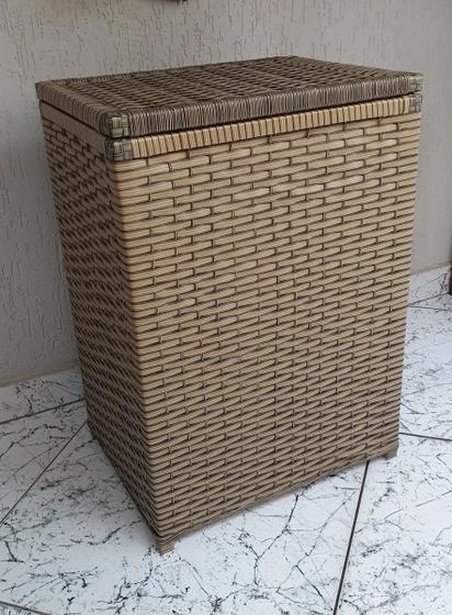Cesto de Roupa Fibra Sintética Tipo Vime Junco 45 Litros 40x25x55 Menor preço em Cesto de Roupa Fibra Sintética Tipo Vime Junco 45 Litros 40x25x55